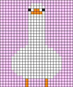 a cross stitch pattern with a white duck