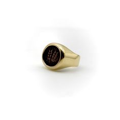 This is part of Chairish’s Fine Jewelry assortment.  This 14k gold ring features an ancient coin that was minted in Jerusalem in 42 A.D.  The coin was minted during the reign of Herod Agrippa I—the grandson of Harod the Great—who ruled over the entire country of Israel and Northern Transjordan. The face of the coin has three branches of wheat, representing the third generation of the Herodian dynasty. (The far right branch of wheat is worn down but still visible.) The coin also contains the Gree 14k Stamped Yellow Gold Coin Ring, Gold Coin Shaped Signet Ring, Gold Coin-shaped Signet Ring For Gift, Gold Coin Signet Ring For Gift, Gold Coin Shaped Signet Ring For Gift, Classic Brown Signet Ring, Byzantine Yellow Gold Engraved Signet Ring, Gold Coin-shaped Engraved Signet Ring, Gold Engraved Coin Signet Ring