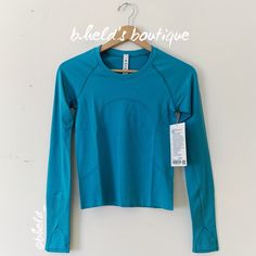 Description: Lululemon Swiftly Tech Long Sleeve Shirt 2.0 *Race Length In Oceanic/Oceanic (Ocea/Ocea). Gorgeous Light Teal Blue Color. Originally Released In December 2022. Discontinued Color. Special Collector’s Item. Designed For Running And Training. Has Seamless Construction. Has Silverescent Technology With X-Static, Which Inhibits The Growth Of Odor-Causing Bacteria. Slim Fit, Race Length. Sold Out. Size: Size 4 Condition: Brand New With Tags (Nwt). Never Worn! Authentic Lululemon Purchase Anna Claire, Lululemon Swiftly Tech Long Sleeve, Swiftly Tech Long Sleeve, Athletic Clothes, Preppy Clothes, Teal Blue Color, Lululemon Swiftly Tech, Holiday List, Lululemon Swiftly