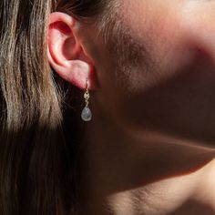 These sweet little earrings are a perfect simple addition to your favorite look. Tiny, textured 14k gold filled discs drop flashing rainbow moonstone briolettes. •14k gold filled •Moonstone •About 1" drop Dainty Teardrop Earrings With 14k Gold Filled, 14k Gold Filled Dainty Teardrop Dangle Earrings, Dainty Moonstone Earrings For Everyday, Dainty 14k Gold-filled Teardrop Earrings, Dainty 14k Gold Filled Birthstone Earrings, Hypoallergenic 14k Gold-filled Teardrop Dangle Earrings, Dainty 14k Gold Filled Teardrop Earrings, Delicate 14k Gold Filled Briolette Earrings, Delicate Briolette 14k Gold Filled Earrings