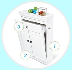 an image of a white cabinet with the numbers 1 - 2 in front of it