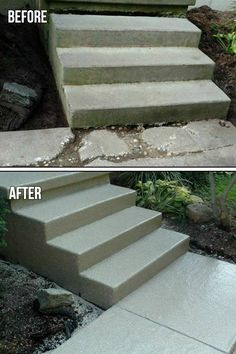 before and after photos of concrete steps