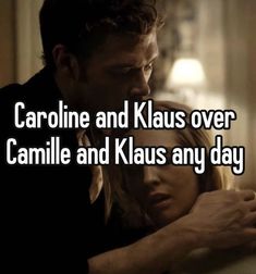 a man kissing a woman on the cheek with text that reads, carolina and klaus over danielle and klaus any day