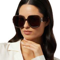 If you're looking for ultimate elevated glam, you've found it in the Tina II sunglasses. With thick acetate, oversized lenses, and luxe gold metal details including a rectangular cut-out at the temples, these shades are meant to be seen. Modern Brown Shield Sunglasses For Vacation, Trendy Acetate Party Sunglasses, Chic Brown Shield Sunglasses For Vacation, Trendy Acetate Sunglasses For Party, Trendy Acetate Shield Sunglasses With Mirrored Lenses, Trendy Acetate Sunglasses For Vacation, Trendy Brown Acetate Sunglasses, Chic Brown Sunglasses For Party, Chic Brown Party Sunglasses