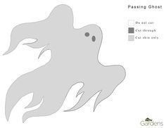 a paper cut out of a ghost with the text, ` passing ghost'on it