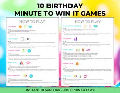 the 10 birthday minute to win it games