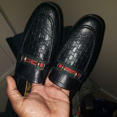 Brand New Never Worn Gucci Loafers. Size 43..Dont Have The Box That It Comes It. Gucci Casual Black Loafers, Casual Black Gucci Loafers, Gucci Luxury Slip-on Dress Shoes, Gucci Designer Slip-on Dress Shoes, Gucci Designer Dress Shoes With Round Toe, Designer Gucci Slip-on Dress Shoes, Designer Business Loafers With Closed Toe, Gucci Black Loafers With Leather Sole, Gucci Black Loafers With Branded Insole