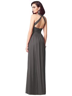 Ruched Halter Open-Back Maxi Bridesmaid Dress - Jada | The Dessy Group Wedding Halter Dress With Ruched And Fitted Bodice, Backless Ruched Maxi Dress For Bridesmaid, Pre-draped Chiffon Maxi Dress With Ruched Bodice, Elegant Flowy V-neck Halter Dress, Halter Neck Ruched Maxi Dress For Wedding, Backless Maxi Dress With Ruched Bodice For Bridesmaids, Elegant Flowy Floor-length Halter Dress, Fitted Floor-length Chiffon Dress With Ruched Bodice, Elegant Bridesmaid Maxi Dress With Smocked Back