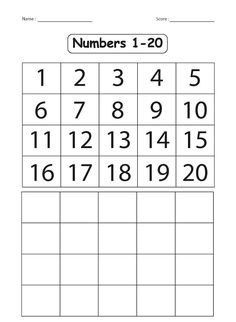 the numbers 1 - 20 worksheet is shown in this printable activity sheet