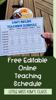 a sign that says free editable online teaching schedule for little miss kim's class