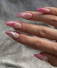 Lines On Nails, Work Nails, Basic Nails, Classy Acrylic Nails, Oval Nails, Funky Nails