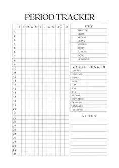 the printable period tracker is shown in black and white, with numbers on it