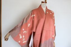 "Beautiful Vintage Japanese Kimono Item no. K21-20 Kimono : Houmongi Luxurious Vintage Japanese Kimono ! Highly recommended! This is a Very Elegant, Beautiful flower, drum, Japanese maple leaf etc... pattern in Pink Silk Kimono Fabric. It can easily be adapted for use with western style clothing, and works well as a house robe. Condition : Great used condition. however, there are some small brown spots. Please check the last picture. it is on around the back shoulder. Please check against the ac Silk Kimono With Kimono Sleeves For Tea Ceremony, Ceremonial Silk Kimono With Kimono Sleeves, Vintage Wedding Kimono With Kimono Sleeves, Vintage Silk Kimono For Wedding, Summer Silk Pink Kimono, Western Style Clothing, Japanese Maple Leaf, Traditional Pink Silk Kimono, Pink Silk Long Sleeve Kimono