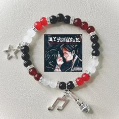 Y2K Gothic Hip Hop Rock Music Bead Bracelet Inspiration Charm Music Bead Bracelet Rock Band Bracelets, Bead Bracelet Inspiration, Bracelets Y2k, Music Bracelet, Band Bracelets, Bracelet Inspiration, Things I Need To Buy, Bracelet Ideas, Band Bracelet