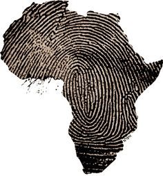 the map of africa is made up of two fingerprints that are black and white