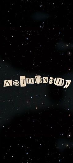 the word astronomy spelled out in white letters on a black background with lots of stars