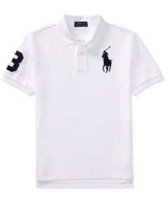 Ralph Lauren Big Boys Mesh Cotton Polo - White L (14/16) Polo Team, Mesh Short, Well Groomed Men, Plus Size Activewear, Cotton Polo, Baby Clothes Shops, Short Sleeve Polo, Big Boys, Dresses With Leggings