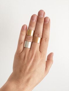 Shield  Wide Band Mixed Width Ring in Silver Gold Filled by HWorks Modern Wide Band Ring For Anniversary, Modern Wide Band Stackable Promise Rings, Adjustable Wide Band Ring For Everyday, Minimalist Adjustable Wide Band Rings, Engraved Wide Band Ring For Anniversary, Modern Wide Band Rose Gold Jewelry, Wide Band Promise Ring, Minimalist Wide Band Everyday Rings, Modern Adjustable Wide Band Rings