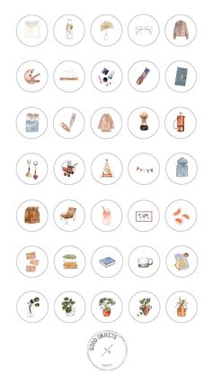 an image of various items that can be seen in this graphic style, including clothing and accessories