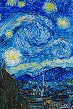 the starry night painting is shown in this image