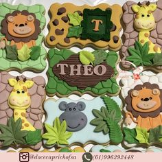 decorated cookies in the shape of zoo animals