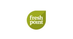 the fresh point logo is shown in white and green, with an oval shaped background