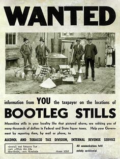 an old wanted advertisement for bootleg stills wood print