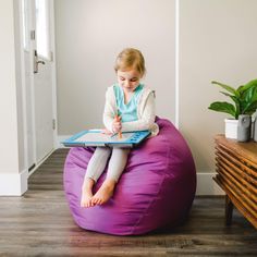 No playroom or bedroom is complete without a fun and cute bean bag chair! The Pear, a refreshed version of our Classic, offers a unique and comfortable teardrop design. It's created for durability with our SmartMax fabric and on-the-go handle, making it ready for hours of playtime. Grab a two pack for double the fun. Lightweight and compact design for little hands to carry with ease A comfy spot to play, read, and more! Designed for toddlers and small children Dimensions: 26"W x 25"D x 16"HWeigh Kids Bean Bags, Bean Bag Chair Kids, Living Room Entertainment, Outdoor Flush Mounts, Counter Height Dining Sets, Engineered Hardwood Flooring, Bag Chair, Luxury Vinyl Flooring, Stain Resistant Fabric