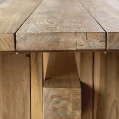 a close up of a wooden table with no one on it's legs or feet