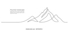 the mountain landscape is shown in black and white, with one line drawn on it