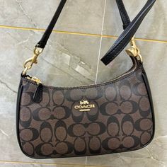 Coach Teri Shoulder Bag In Signature Canvas Ship As Soon As Possible Within 3 Working Days Brand New. Unused, Comes From A Smoke-Free Home! 18th Ideas, Coach Teri Shoulder Bag, Shoulder Bag Outfit, Fav Products, Dream Bags, Cute Purse, Girly Bags, Bags Coach, Keychain Wallet