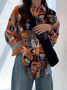 ⚡Buy 2024 Vintage Mixed Print Long Sleeve Blouse Orange XL under $14.00 in Shirts at AnotherChill.com Online. Style: Casual, Street. Color: Orange. Fabric Content: Polyester. Fit Type: Regular. Neckline: Turndown Collar. Sleeve Length: Long Sleeve. : Step up your fashion game with this trendy Vintage Long Sleeve Blouse. Its mixed print design and long sleeves make it perfect for a casual or street style look. Made from comfortable polyester fabric, it offers a regular fit and features a stylish Ootd Vintage, Spring Swimsuit, 2000s Outfits, Turndown Collar, New Years Sales, Orange Fabric, Layer Dress, Dress Cover, Exclusive Fashion