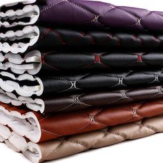 several different colored leathers are stacked on top of each other, with the words thick 0 7m