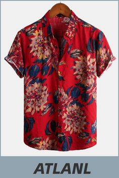 Great for summer vacation, daily leisure, sun beach, travel, rock parties, concert, streetwear, stage performance, dating, urban style, themed parties etc. Red Hawaiian Button-up Shirt For Vacation, Summer Printed Shirt With Casual Collar, Red Camp Collar Top For Summer, Red Camp Collar Shirt For Spring, Red Relaxed Fit Camp Shirt For Vacation, Cotton Shirt With Button Closure For Beach Season, Casual Red Camp Shirt For Spring, Red Hawaiian Shirt For Vacation, Red Button-up Hawaiian Shirt For Vacation