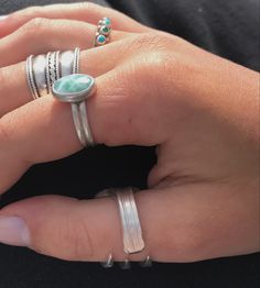 Silver Jewelry Boho, Silver Ring Stack Chunky, Spoon Rings Aesthetic, Silver And Turquoise Jewelry, Turquoise Jewelry Aesthetic, Cool Silver Jewelry, Mamma Mia Jewelry, Ring Inspo Silver