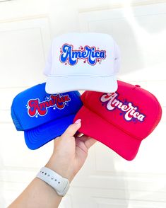 The perfect hat for the holidays! This foam front trucker hat has a sweat band and is super light! - unisex fit  - snapback strap  - polyester Sweat Band, Wichita Ks, Trucker Cap, 4th Of July, Caps Hats, Trucker Hat, Accessories Hats, Holidays, Baseball