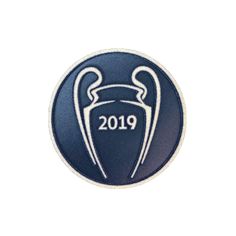 a blue and white soccer badge with the number 2019 in it's center on a white background