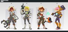 an image of some characters from the video game overwatching them in different poses