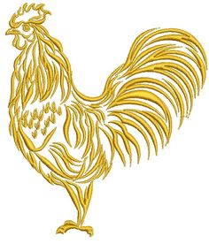 a golden rooster is shown on a white background