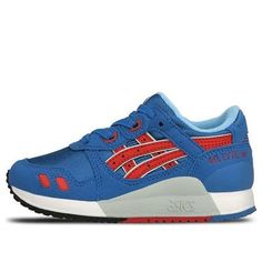 (PS) ASICS Gel-Lyte 3 Onitsuka Tiger Shoes 'Blue Red' C5A5N-4223 Asics Red Sneakers With Round Toe, Red Synthetic Sneakers For School, Casual Red Asics Sneakers, Red Asics Sneakers For Sports, Red Non-slip Sneakers For School, Red Non-slip School Sneakers, Red Sneakers With Rubber Sole For School, Onitsuka Tiger Shoes, Tiger Shoes