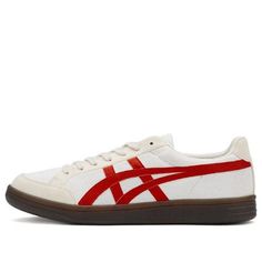 Onitsuka Tiger Advanti 1183B799-100 (SNKR) Classic White Canvas Shoes For Matching Outfits, Sporty Cream Canvas Shoes With Vulcanized Sole, Retro Cream Sneakers With Rubber Sole, Classic White Canvas Shoes For Sports, White Canvas Shoes With Red Sole, White Canvas Shoes With Red Sole And Round Toe, White Canvas Lace-up Shoes With Red Sole, White Lace-up Canvas Shoes With Red Sole, High-top White Canvas Shoes With Red Sole