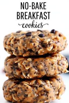 no bake breakfast cookies stacked on top of each other