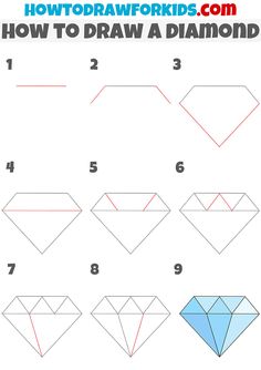 how to draw a diamond step by step instructions for kids and beginners with pictures