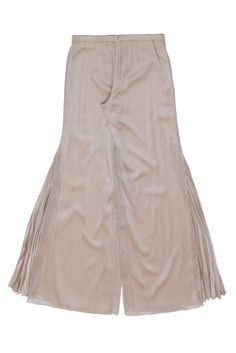 Go for some subtle glamor with these silky trousers from St. John! Made with side vents with flared pleats, these wide-legged beauties are poetry in motion - perfect for twirling and dancing the night away with your favorite platforms and halter neck top! Size 10 100% Polyester High-waisted fit Wide-leg silhouette Back zipper closures Side vented design with pleated flared design Waist 32" Total length 43" Pleated Silk Bottoms For Evening, Elegant Silk Pleated Bottoms, Fitted Silk Pleated Bottoms, Evening Pleated Full-length Bottoms, Evening Full-length Pleated Bottoms, Full-length Pleated Evening Bottoms, Full Length Pleated Evening Bottoms, Spring Silk Stretch Bottoms, Elegant Stretch Pleated Pants