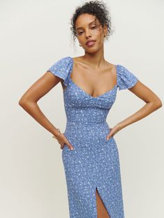 Baxley Dress - Short Sleeve Midi | Reformation Reformation Dress, Sleeve Midi Dress, Midi Dress With Sleeves, Midi Length Dress, Maxi Dress With Sleeves, Mode Inspiration, Types Of Skirts, Dress Short, Nordstrom Dresses