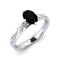 Classic Black Rings With Accent Stones, Classic Black Sapphire Promise Ring, Classic Black Solitaire Diamond Ring, Classic Black Sapphire Ring With Prong Setting, Classic Black Sapphire Oval Ring, Classic Black Oval Sapphire Ring, Elegant Black Sterling Silver Engraved Ring, Elegant Black Engraved Sterling Silver Ring, Classic Black Engraved Promise Ring