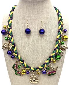 I1285GDMT-112111 Mardi gras theme multi charm dangle braid chain necklace      Color: GDMT: Gold, Multi Color      Necklace Size: Length 18 inches extend Please don't forget to include your apartment number on order if applicable. ******Our products are generally made of metal alloy (silver and copper and other metal alloy) with high quality plating(It will last for a long without tarnish). Lead and Nickel Compliant. Multicolor Multi-strand Necklace For Party, Multicolor Beaded Jewelry For Mardi Gras, Mardi Gras Gift Jewelry With Colorful Beads, Mardi Gras Necklace, Multi Coloured Necklaces, Braided Necklace, Necklace Sizes, Mardi Gras, Fashion Watches