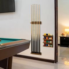 a pool table with several billiards on it