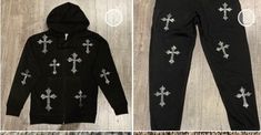 Match it up!! 6 Clear Rhinestones Cross Set. Hoodie has 6 crosses in the front of the hoodie and joggers has 6 crosses in the front of the joggers. Buy together and save Hoodie And Joggers, Rhinestone Cross, Clear Rhinestones, Puma Jacket, Alexander Mcqueen Scarf, Zip Ups, Athletic Jacket, Adult Outfits, Sweatshirts Hoodie