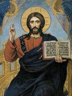 an image of jesus holding a book in his hands